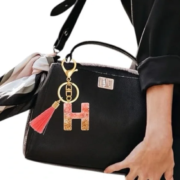 Pink and Gold Key Holder with Tassel - Picture 2 of 7